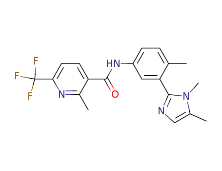 Molecular Structure of 1128191-66-1 (N-[3-(1,5-dimethylimidazol-2-yl)-4-methyl-phenyl]-2-methyl-6-(trifluoromethyl)pyridine-3-carboxamide)