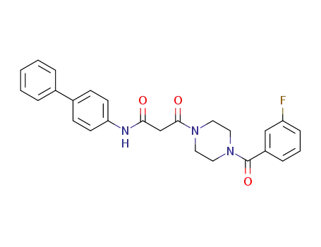Molecular Structure of 1187889-62-8 (N-biphenyl-4-yl-3-[4-(3-fluoro-benzoyl)-piperazin-1-yl]-3-oxo-propionamide)