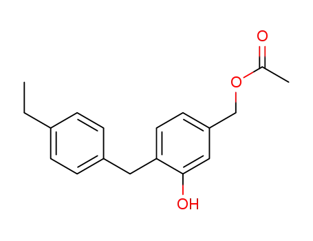 Molecular Structure of 360775-79-7 (Benzenemethanol, 4-[(4-ethylphenyl)methyl]-3-hydroxy-, a-acetate)