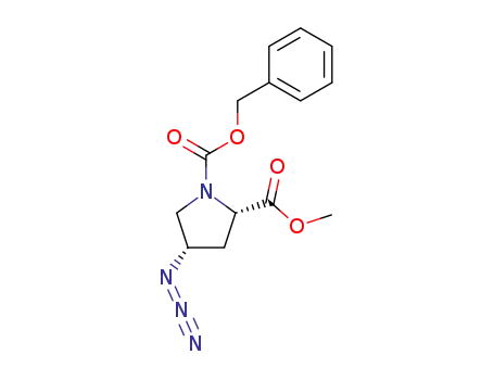 Molecular Structure of 113490-74-7 (1,2-Pyrrolidinedicarboxylic acid, 4-azido-, 2-methyl 1-(phenylmethyl)
ester, (2S,4S)-)