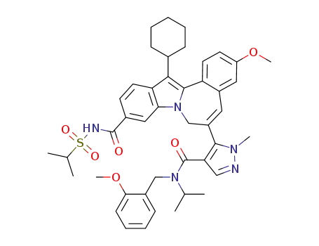 13-cyclohexyl-3-methoxy-6-[4-[[[(2-methoxyphenyl)methyl](1-methylethyl)amino]carbonyl]-1-methyl-1H-pyrazol-5-yl]-N-[(1-methylethyl)sulfonyl]-7H-indolo[2,1-a][2]benzazepine-10-carboxamide