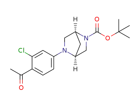 Molecular Structure of 1186334-88-2 (tert-butyl(1S,4S)-5-(4-acetyl-3-chlorophenyl)-2,5-diazabicyclo[2.2.1]heptane-2-carboxylate)