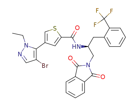4-(4-bromo-1-ethyl-1H-pyrazol-5-yl)-N-((1S)-2-(1,3-dioxo-1,3-dihydro-2H-isoindol-2-yl)-1-{[2-(trifluoromethyl)phenyl]methyl}ethyl)-2-thiophenecarboxamide