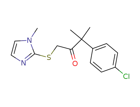 Molecular Structure of 1185752-50-4 (3-(4-chloro-phenyl)-3-methyl-1-(1-methyl-1H-imidazol-2-ylsulfanyl)-butan-2-one)