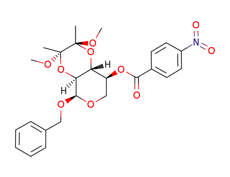 Molecular Structure of 1084896-42-3 (Benzyl 2,3-O-[(1S,2S)-1,2-Dimethoxy-1,2-dimethyl-1,2-ethanediyl]-4-nitrobenzoyl-α-L-xylopyranoside)
