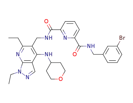 N-[(3-bromophenyl)methyl]-N'-{[1,6-diethyl-4-(tetrahydro-2H-pyran-4-ylamino)-1H-pyrazolo[3,4-b]pyridin-5-yl]methyl}-2,6-pyridinedicarboxamide