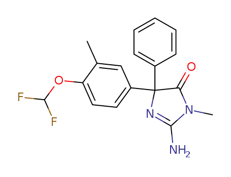 Molecular Structure of 1062604-38-9 (2-amino-5-[4-(difluoromethoxy)-3-methylphenyl]-3-methyl-5-phenyl-3,5-dihydro-4H-imidazol-4-one)