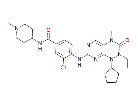 3-chloro-4-[(7-cyclopentyI-8-ethyI-10-methyl-9-oxo-3,5,7,8,10-pentazabicycIo[4.4.0]deca-1,3,5-trien-4-yl)amino]-N-(1-methyI-4-piperidyl)benzamide