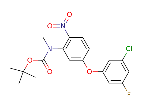 Molecular Structure of 1072003-33-8 (tert-butyl [5-(3-chloro-5-fluorophenoxy)-2-nitrophenyl]methylcarbamate)