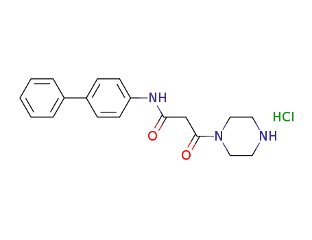 Molecular Structure of 1187890-09-0 (N-biphenyl-4-yl-3-oxo-3-piperazin-1-yl-propionamide hydrochloride)