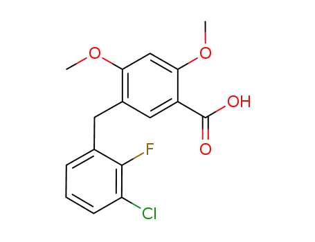 Molecular Structure of 949465-79-6 (5-(3-chloro-2-fluorobenzyl)-2,4-diMethoxybenzoic acid)