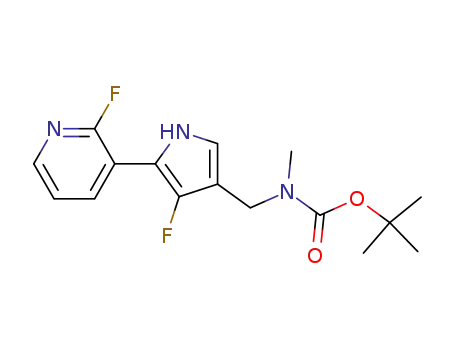Molecular Structure of 1055306-88-1 (tert-butyl {[4-fluoro-5-(2-fluoropyridin-3-yl)-1H-pyrrol-3-yl]methyl}methylcarbamate)