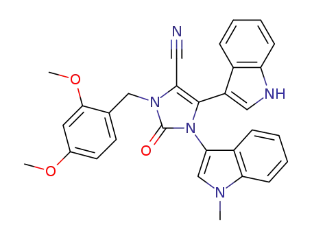4-cyano-3-(2,4-dimethoxybenzyl)-5-(3-indolyl)-1-(1-methyl-3-indolyl)-2,3-dihydroimidazol-2-one