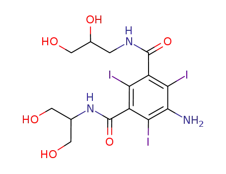 Molecular Structure of 1096689-22-3 (5-amino-N<sub>1</sub>-(1,3-dihydroxypropan-2-yl)-N<sub>3</sub>-(2,3-dihydroxypropyl)-2,4,6-triiodoisophthalamide)