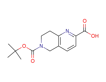 Molecular Structure of 259809-49-9 (6-(TERT-BUTOXYCARBONYL)-5,6,7,8-TETRAHYDRO-1,6-NAPHTHYRIDINE-2-CARBOXYLIC ACID)