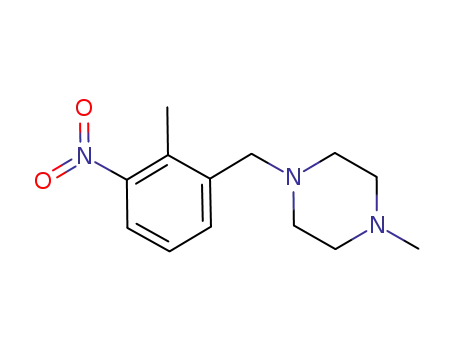 Molecular Structure of 1089278-99-8 (1-methyl-4-[(2-methyl-3-nitrophenyl)methyl]piperazine)