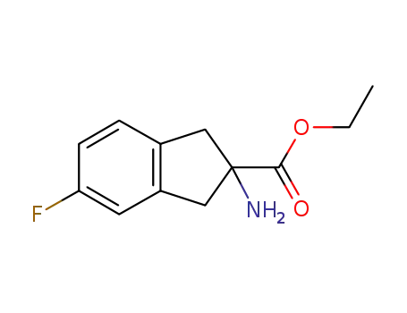 Molecular Structure of 1092447-26-1 (2-amino-5-fluoroindane-2-carboxylic acid ethyl ester)