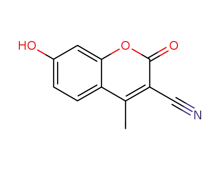 Molecular Structure of 2829-46-1 (3-Cyano-7-hydroxy-4-methylcoumarin)