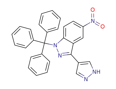 Molecular Structure of 1093064-70-0 (5-nitro-3-(1H-pyrazol-4-yl)-1-trityl-1H-indazole)
