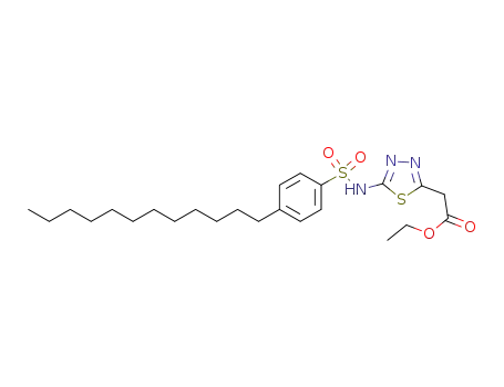 Molecular Structure of 1191951-62-8 (ethyl 2-(5-(4-dodecylphenylsulfonamido)-1,3,4-thiadiazol-2-yl)acetate)