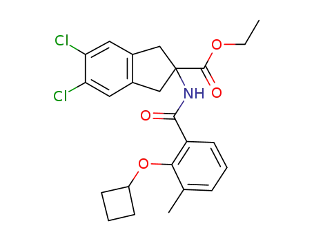 2-(2-cyclobutyloxy-3-methyl-benzoylamino)-5,6-dichloro-indan-2-carboxylic acid ethyl ester