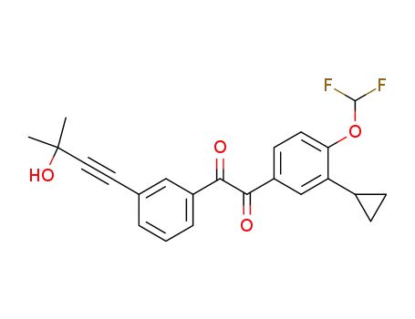 Molecular Structure of 1062616-91-4 (1-(3-cyclopropyl-4-(difluoromethoxy)phenyl)-2-(3-(3-hydroxy-3-methylbut-1-ynyl)phenyl)ethane-1,2-dione)