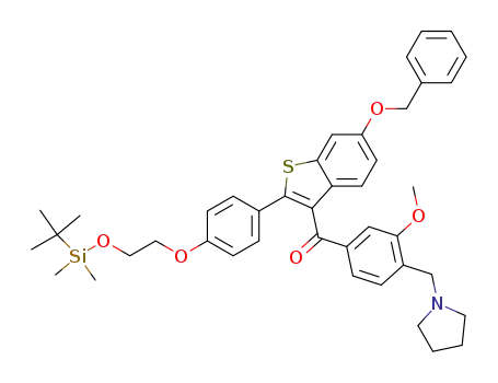 6-Benzyloxy-2-[4-[2-(t-butyldimethylsilyloxy)ethoxy]-phenyl]benzo[b]thiophen-3-yl 3-Methoxy-4-[(1-pyrrolidinyl)-methyl]phenyl Ketone