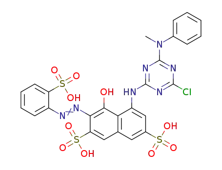 Molecular Structure of 69571-19-3 (5-[[4-Chloro-6-[methyl(phenyl)amino]-1,3,5-triazin-2-yl]amino]-4-hydroxy-3-[(2-sulfophenyl)azo]-2,7-naphthalenedisulfonic acid)
