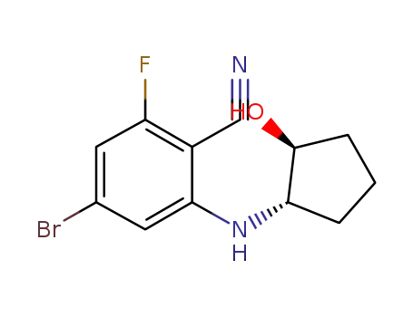 Molecular Structure of 1073973-68-8 (4-bromo-2-fluoro-6-((1S,2S)-2-hydroxycyclopentylamino)benzonitrile)
