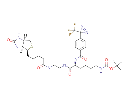 tert-butyl ((5S)-6-(methyl(2-(methyl(5-((3aS,4S,6aR)-2-oxohexahydro-1H-thieno[3,4-d]imidazol-4-yl)pentanoyl)amino)ethyl)amino)-6-oxo-5-((4-(3-(trifluoromethyl)-3H-diaziren-3-yl)benzoyl)amino)hexyl)carbamate