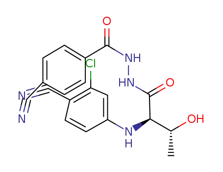 Molecular Structure of 1182368-31-5 (N'-((2R,3R)-2-(3-chloro-4-cyanophenylamino)-3-hydroxybutanoyl)-4-cyanobenzohydrazide)