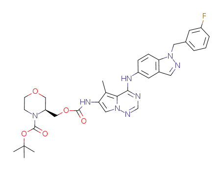 (S)-tert-butyl 3-((4-(1-(3-fluorobenzyl)-1H-indazol-5-ylamino)-5-methylpyrrolo[2,1-f][1,2,4]triazine-6-ylcarbamoyloxy)methyl)morpholine-4-carboxylate