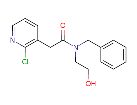 Molecular Structure of 956434-27-8 (N-benzyl-2-(2-chloropyridin-3-yl)-N-(2-hydroxyethyl)acetamide)