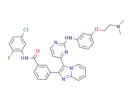 Molecular Structure of 1089278-77-2 (N-(5-chloro-2-fluorophenyl)-3-(3-{2-[(3-{[2-(dimethylamino)ethyl]oxy}phenyl)amino]-4-pyrimidinyl}imidazo[1,2-a]pyridin-2-yl)benzamide)