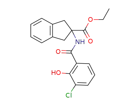 Molecular Structure of 1092447-22-7 (2-(3-chloro-2-hydroxy-benzoylamino)-indan-2-carboxylic acid ethyl ester)