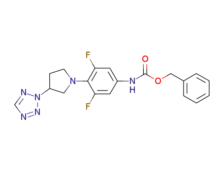 Molecular Structure of 1203468-38-5 (3,5-difluoro-4-[3-(tetrazol-2-yl-pyrrolidin-1-yl)]-phenyl carbamic acid benzyl ester)
