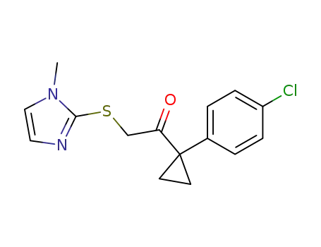 Molecular Structure of 1185751-91-0 (1-[1-(4-chloro-phenyl)-cyclopropyl]-2-(1-methyl-1H-imidazol-2-ylsulfanyl)-ethanone)