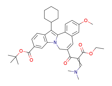 Molecular Structure of 1127234-89-2 (tert-butyl 13-cyclohexyl-6-((2E,Z)-3-(dimethylamino)-2-(ethoxycarbonyl)-2-propenoyl)-3-methoxy-7H-indolo[2,1-a][2]benzazepine-10-carboxylate)