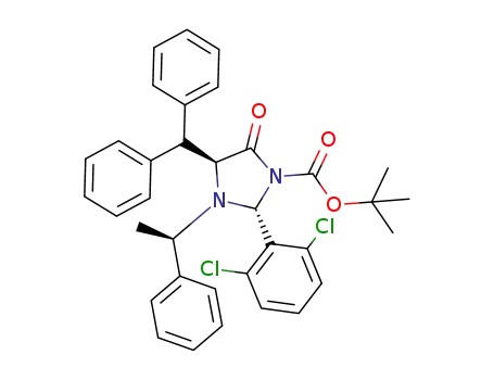 1,1-dimethylethyl (2R)-(2,6-dichlorophenyl)-(4S)-(diphenylmethyl)-5-oxo-3-((1'R)-phenylethyl)tetrahydro-1H-1-imidazolecarboxylate