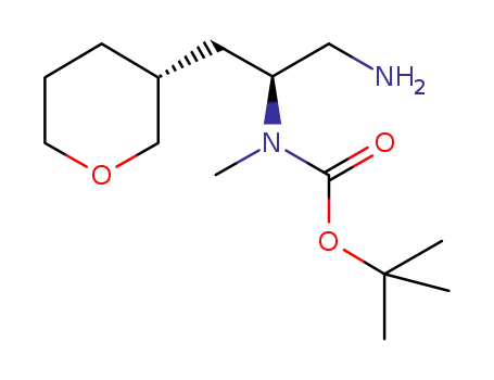 Molecular Structure of 942145-27-9 (CarbaMic acid, N-[(1S)-1-(aMinoMethyl)-2-[(3R)-tetrahydro-2H-pyran-3-yl]ethyl]-N-Methyl-, 1,1-diMethylethyl ester)