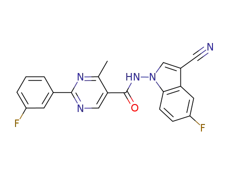 2-(3-fluoro-phenyl)-4-methylpyrimidine-5-carboxylic acid (3-cyano-5-fluoro-indol-1-yl)-amide