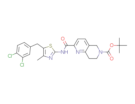 Molecular Structure of 1149333-54-9 (1,1-dimethylethyl 2-[({5-[(3,4-dichlorophenyl)methyl]-4-methyl-1,3-thiazol-2-yl}amino)carbonyl]-7,8-dihydro-1,6-naphthyridine-6(5H)-carboxylate)