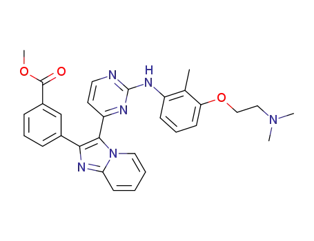 Molecular Structure of 1089278-91-0 (methyl 3-(3-{2-[(3-{[2-(dimethylamino)ethyl]oxy}-2-methylphenyl)amino}-4-pyrimidinyl]imidazo[1,2-a]pyridin-2-yl)benzoate)