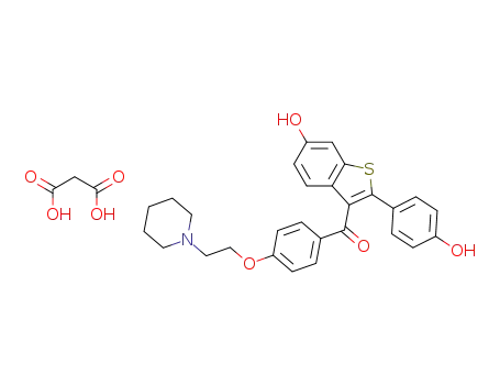 Molecular Structure of 676636-17-2 (Propanedioic acid, compd. with
[6-hydroxy-2-(4-hydroxyphenyl)benzo[b]thien-3-yl][4-[2-(1-piperidinyl)eth
oxy]phenyl]methanone (1:1))