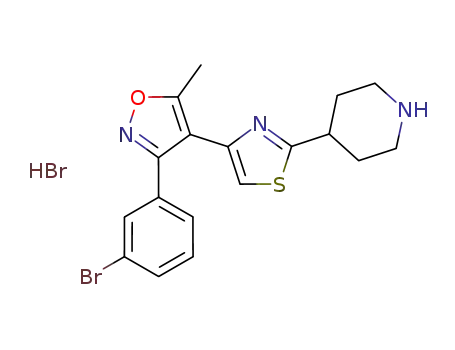 Molecular Structure of 864958-53-2 (2-(4-piperidine)-4-[3-(3-bromophenyl)-5-methylisoxazolyl]thiazole hydrobromide)