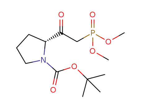 Molecular Structure of 1140496-59-8 ((R)-1-tert-butyl 2-(2-(dimethoxyphosphoryl)acetyl)pyrrolidine-1-carboxylate)