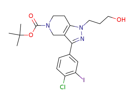 Molecular Structure of 1049809-74-6 (3-(4-Chloro-3-iodo-phenyl)-1-(3-hydroxy-propyl)-1,4,6,7-tetrahydro-pyrazolo[4,3-c]pyridine-5-carboxylic acid tert-butyl ester)