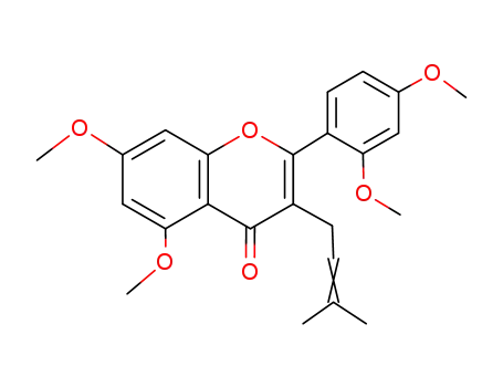4H-1-Benzopyran-4-one,
2-(2,4-dimethoxyphenyl)-5,7-dimethoxy-3-(3-methyl-2-butenyl)-