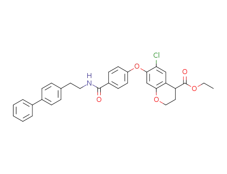Molecular Structure of 1202890-24-1 (ethyl 7-(4-(2-(biphenyl-4-yl)ethylcarbamoyl)phenoxy)-6-chlorochroman-4-carboxylate)