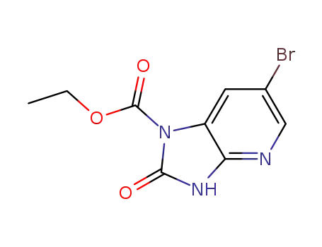 Molecular Structure of 1021919-64-1 (1H-IMidazo[4,5-b]pyridine-1-carboxylic acid, 6-broMo-2,3-dihydro-2-oxo-, ethyl ester)